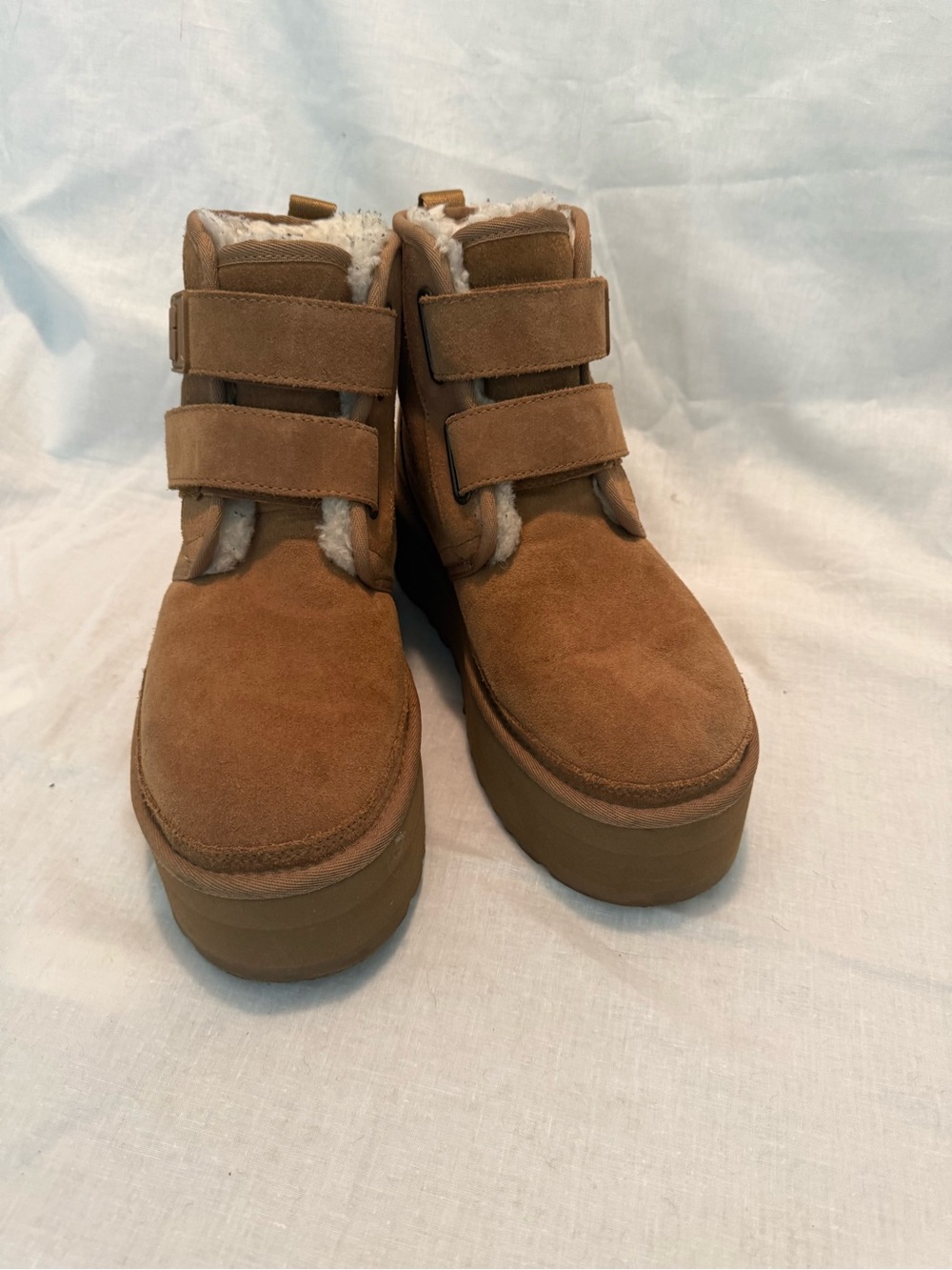 UGG Neumel Platform Double Strap Booties Chestnut Suede Size 9 - Picture 11 of 11